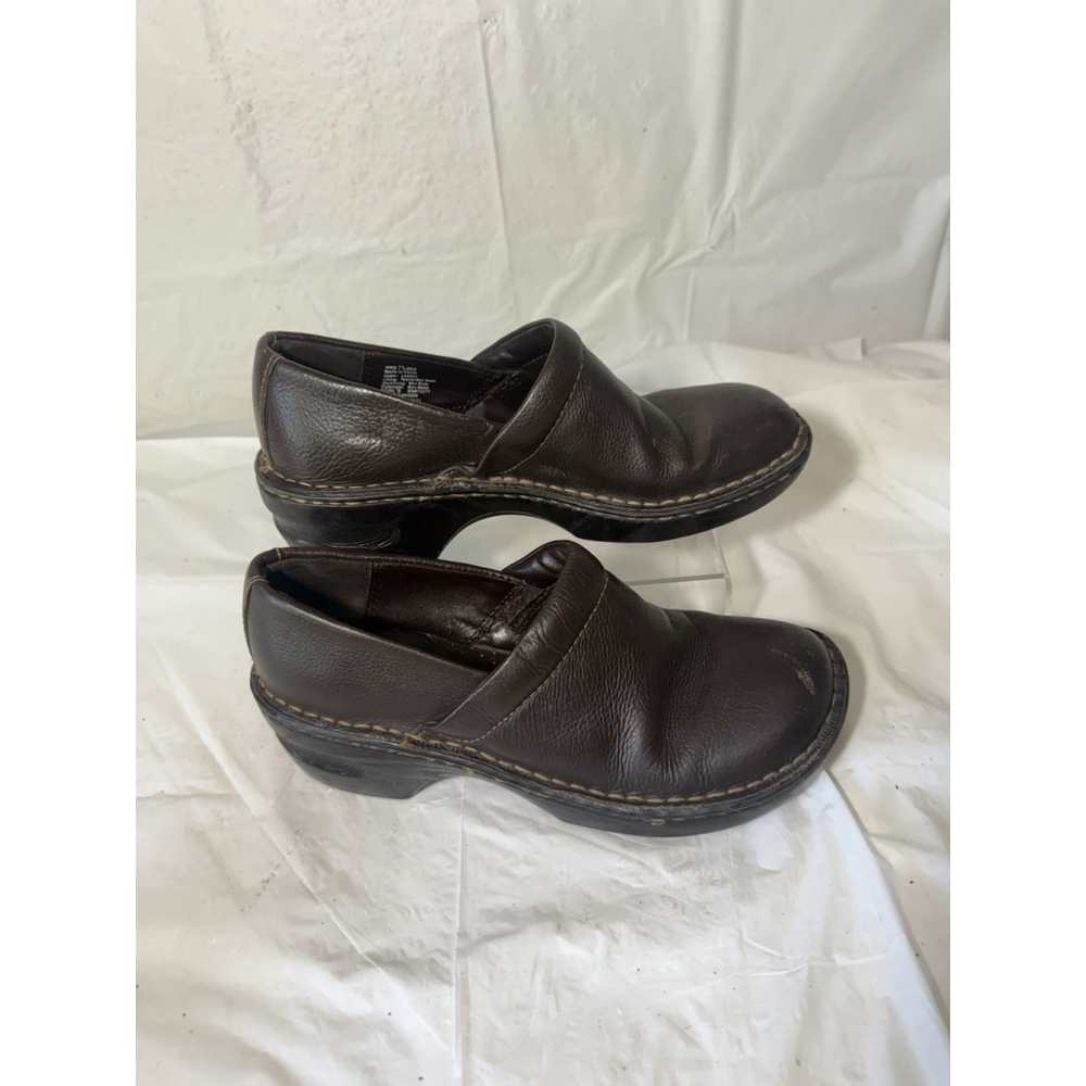 Sonoma Life Style Women's Brown Leather Slip On Clogs Shoes Size 7.5 - Picture 2 of 13
